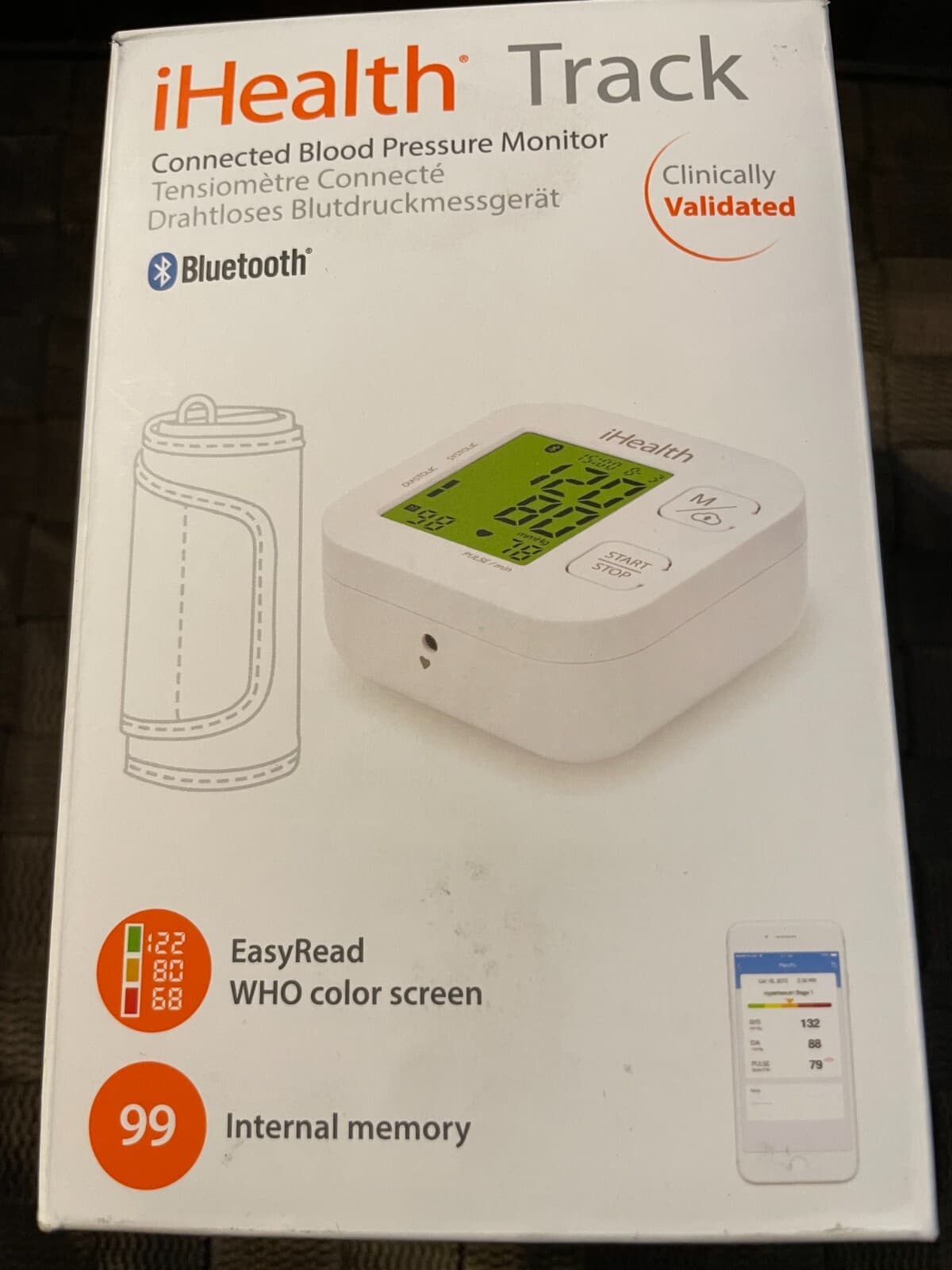 iHealth Track Connected Blood Pressure Monitor Wireless Bluetooth KN-550BT-STD