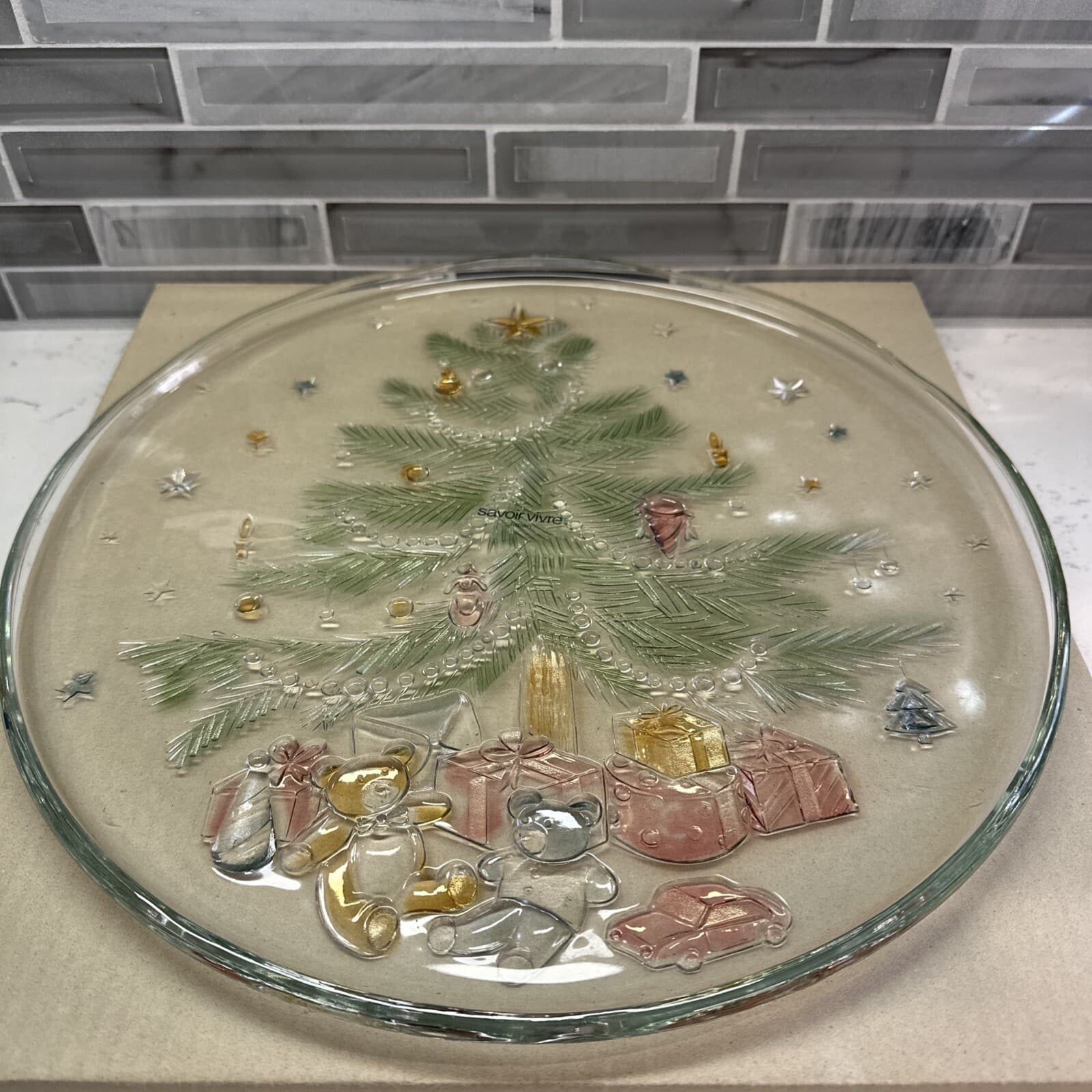 VTG MIKASA Japan Crystal Christmas Eve 13.5” Hostess Platter WY093/601 EUC Boxed 6