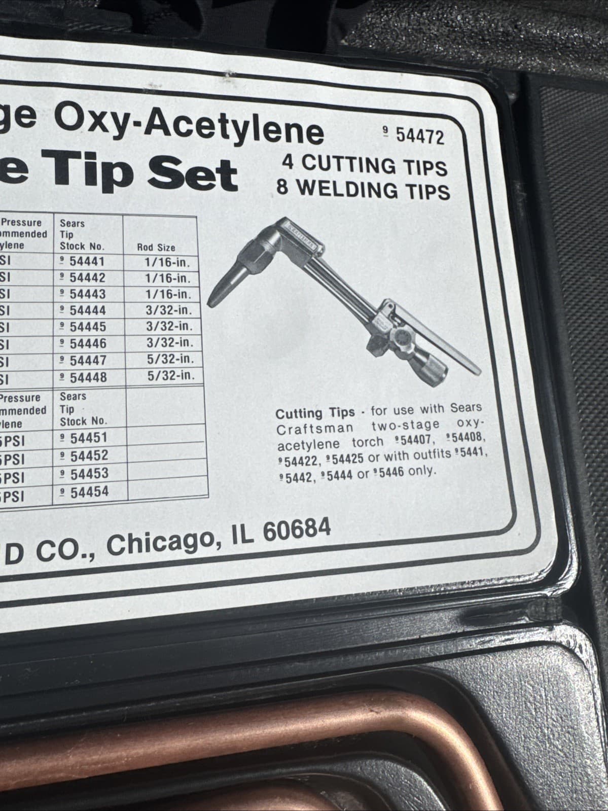 Sears Craftsman USA Nos 2 Stage Oxy Acetylene Deluxe Tip Set 54472 Catalog Only 4