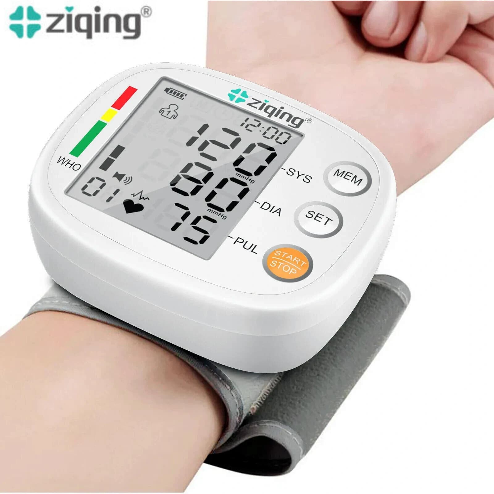 ZIQING Digital Blood Pressure Monitor Wrist BP Cuff Gauge Heart Rate Machine 2