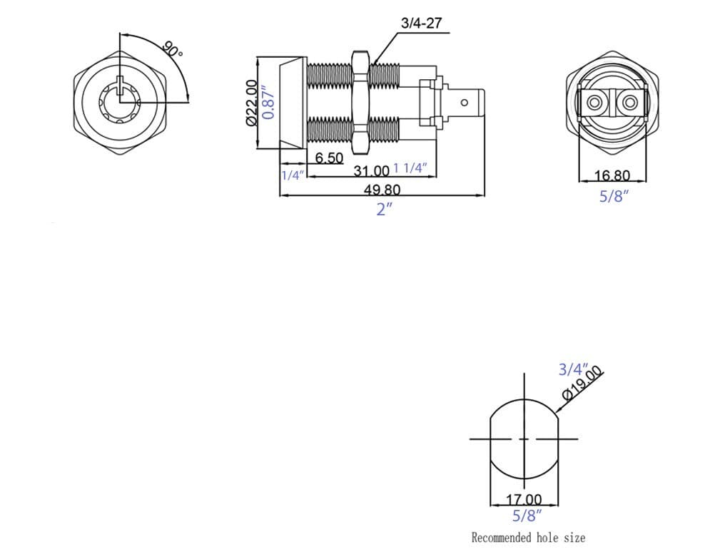2 ON/OFF Switch Electronic Key Switch Lock Keyed Alike Removable in On or Off 4