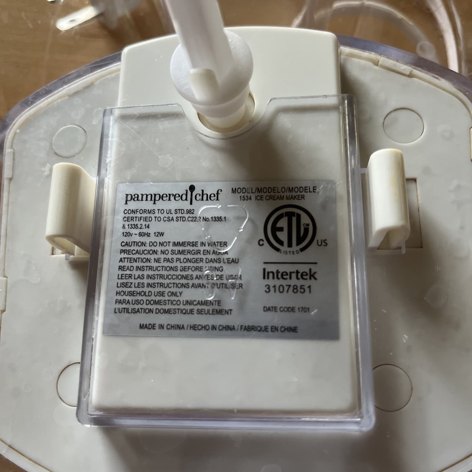 Pampered Chef Electric Ice Cream Maker Model 1534 Tested Working Condition 6