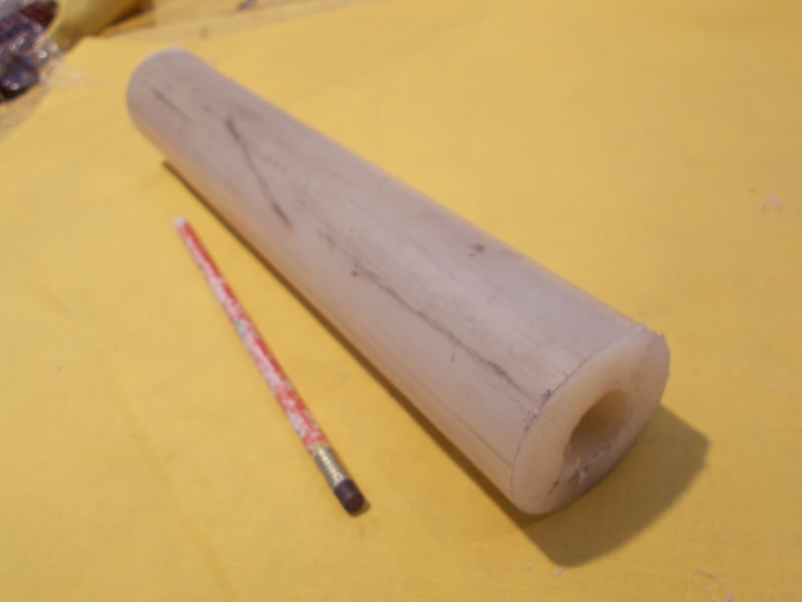 1/2 PRICE NYLON TUBE plastic round rod bushing stock 2" OD x 1-1/4" ID x 12 LONG