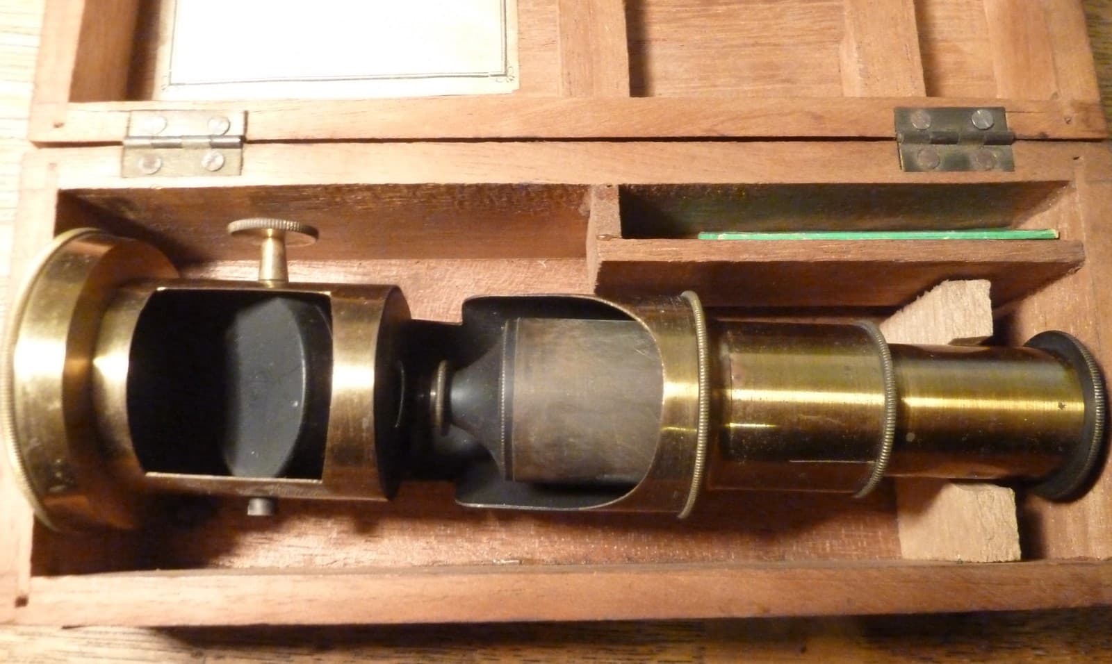 Antique French Field Microscope Grossissement Obtenu 30 Fois w/tweezers, 2 Slide 5