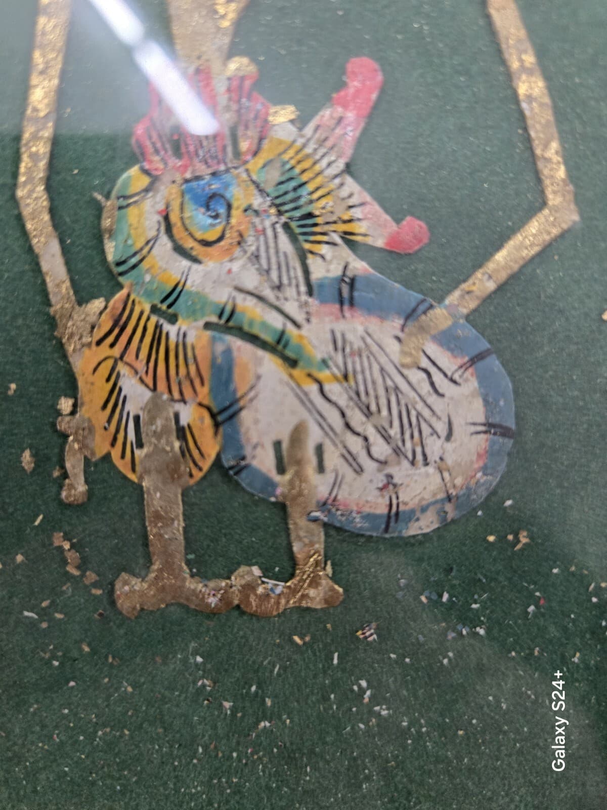 Vintage Java Bali Indonesea Folk Art Shadow Puppet In Frame 4