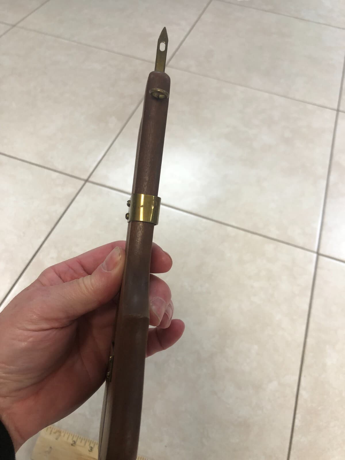 Vintage Wood Rug Hook Punch Sliding Needle Shuttle Tool, Excellent Condition 2