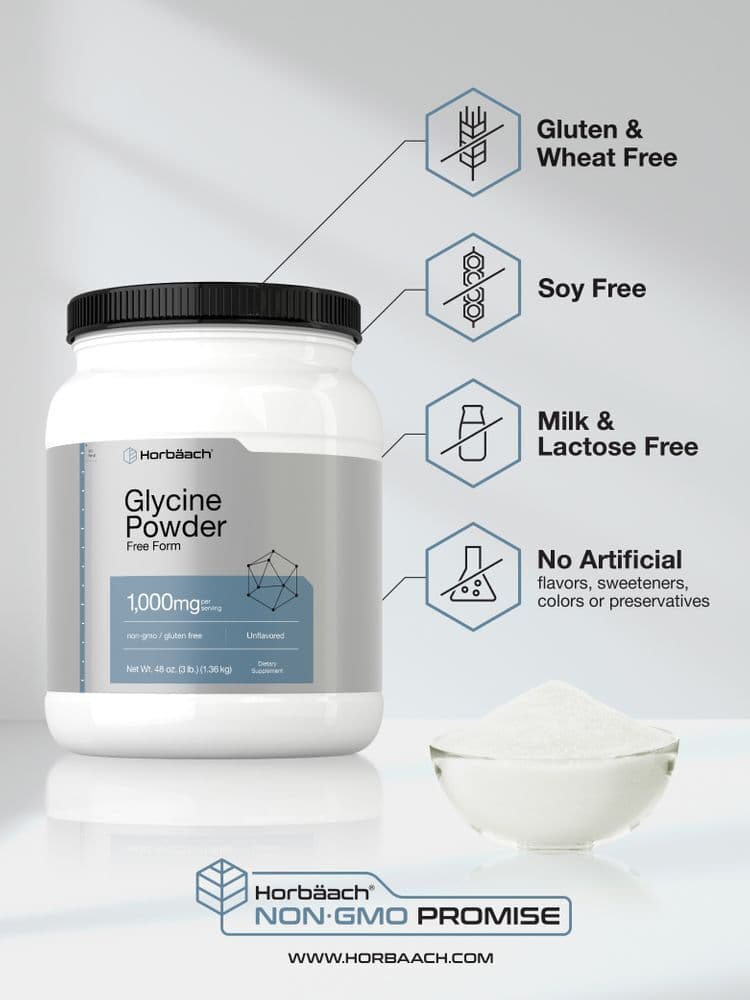 Glycine Powder | 3 lbs | Unflavored Powder | Vegetarian, Non-GMO | by Horbaach 4