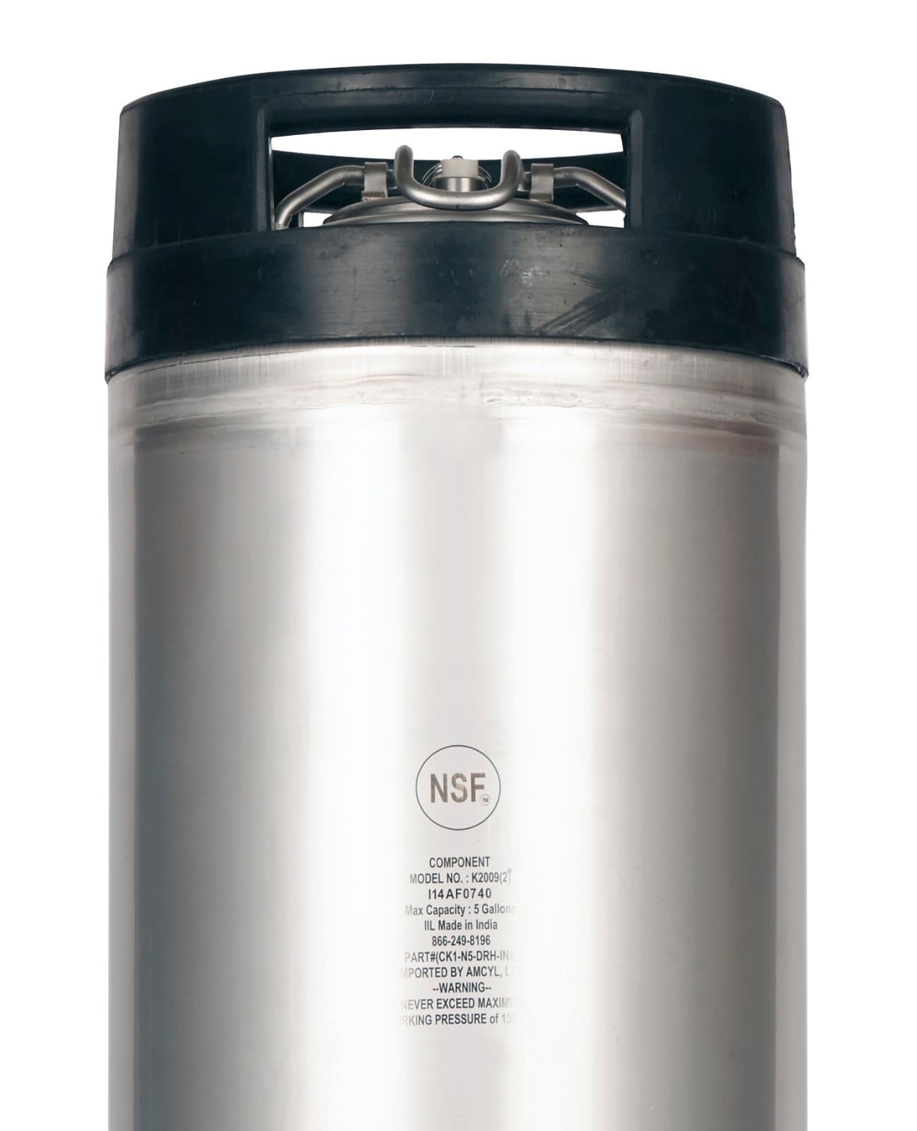 New 5 Gallon Ball Lock Keg with Relief Valve and Gas & Liquid Barbed Disconnects 4