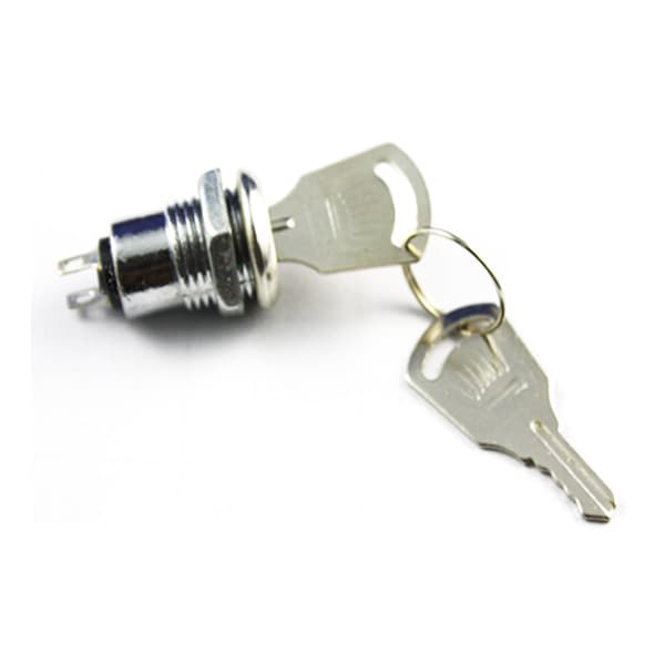 1 × Mini Key Switch 2 Pin ON-OFF Lock Switch 12mm Metal Shell With two Keys SPST 3