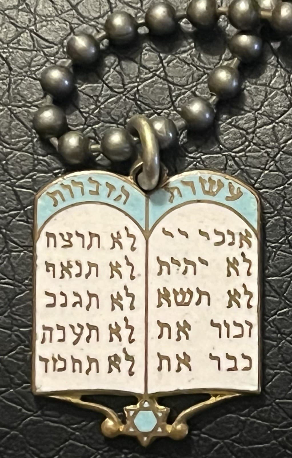 Vintage Hebrew Ten Commandments Lapel Pin Jewish Judaica Enamel Old Testament