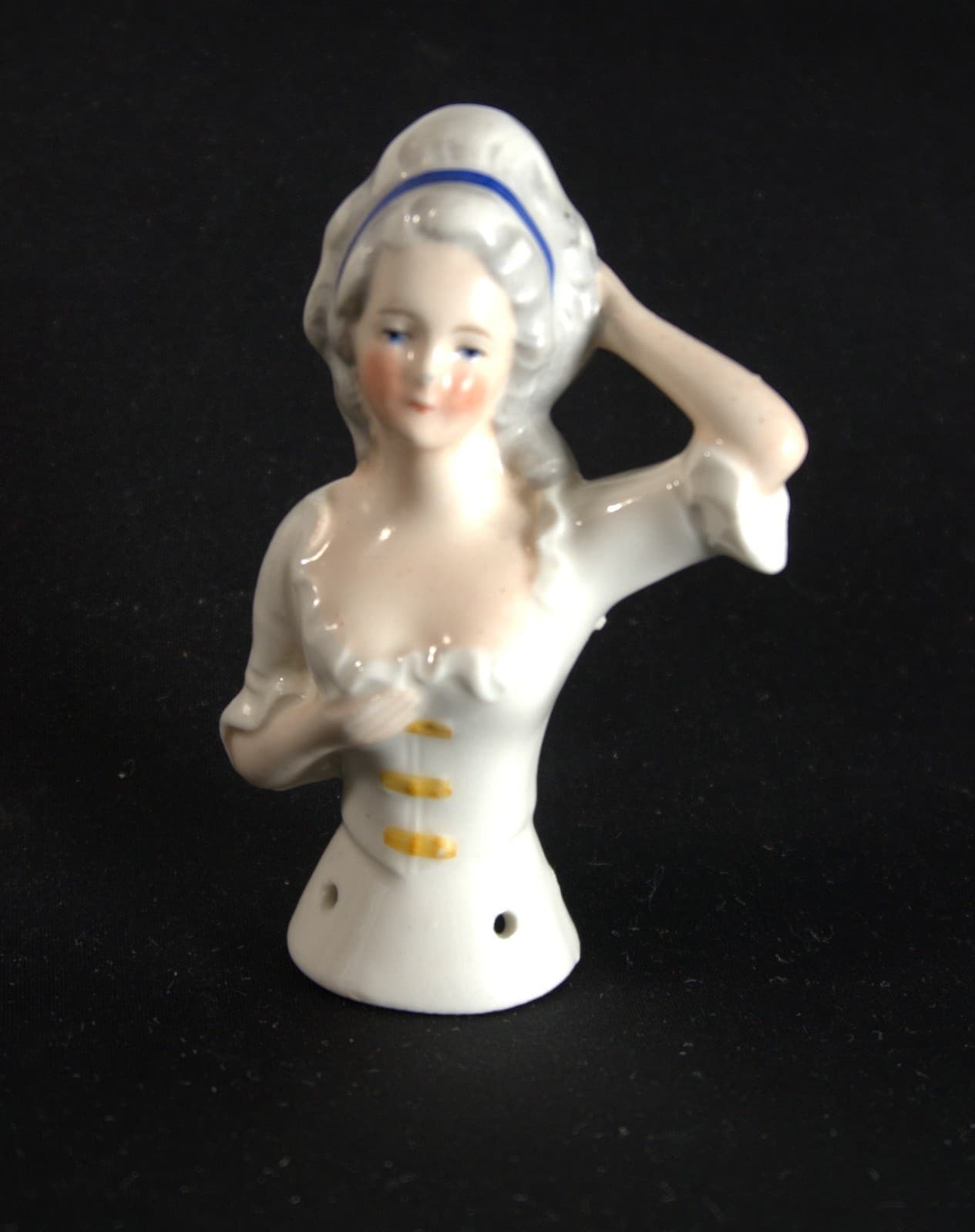 Antique German Pin Cushion Porcelain Doll Bust 4344 Georgian Style (SP1) 2