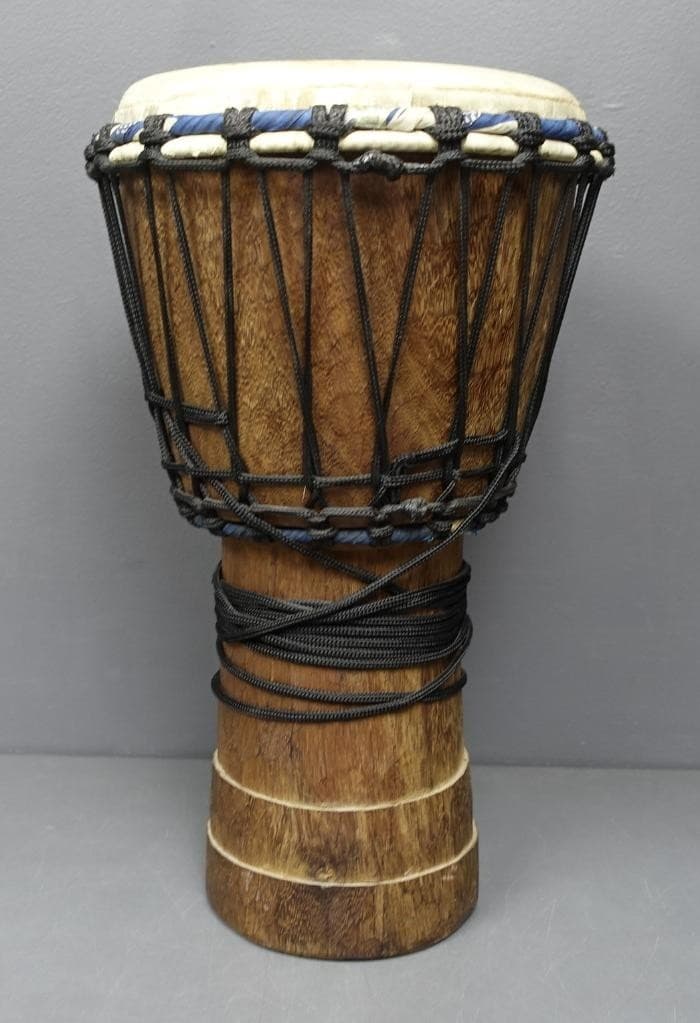 KAMBALA Hand Carved Folk Drum 10"D x 20"H Goat Skin Head 5