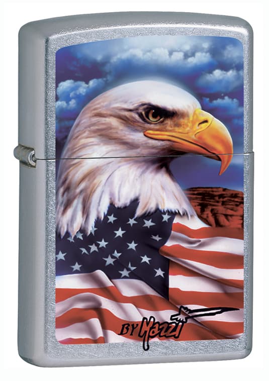 Zippo Windproof Mazzi Bald Eagle and American Flag Lighter, 24764, New In Box