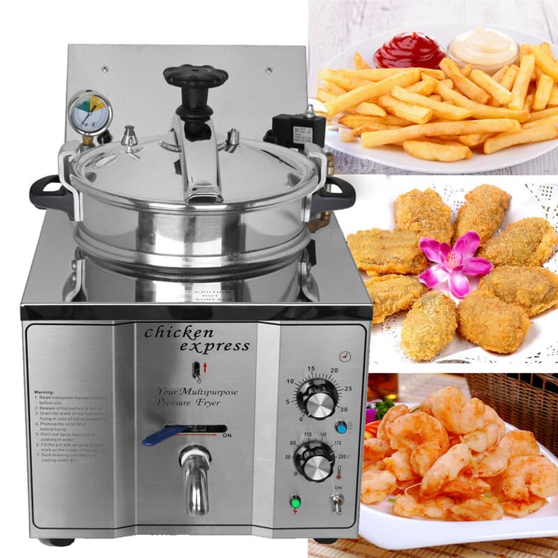 110V 16 L Commercial Electric Pressure Fryer  Chicken Deep Fryer Machine 304 SS 2