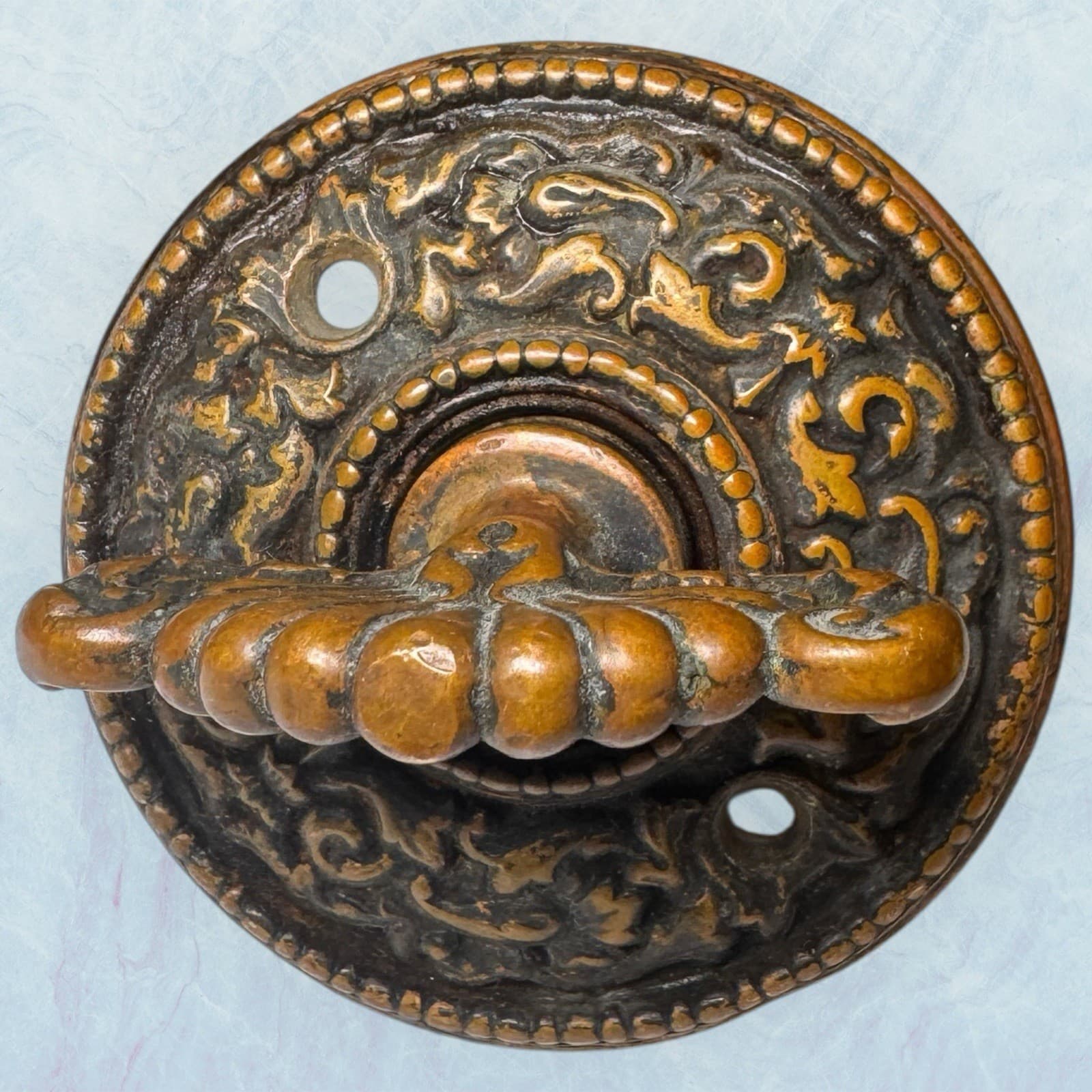 Antique Russell Erwin Eastlake Victorian Turn Doorbell Door Bell Ringer Bronze 2