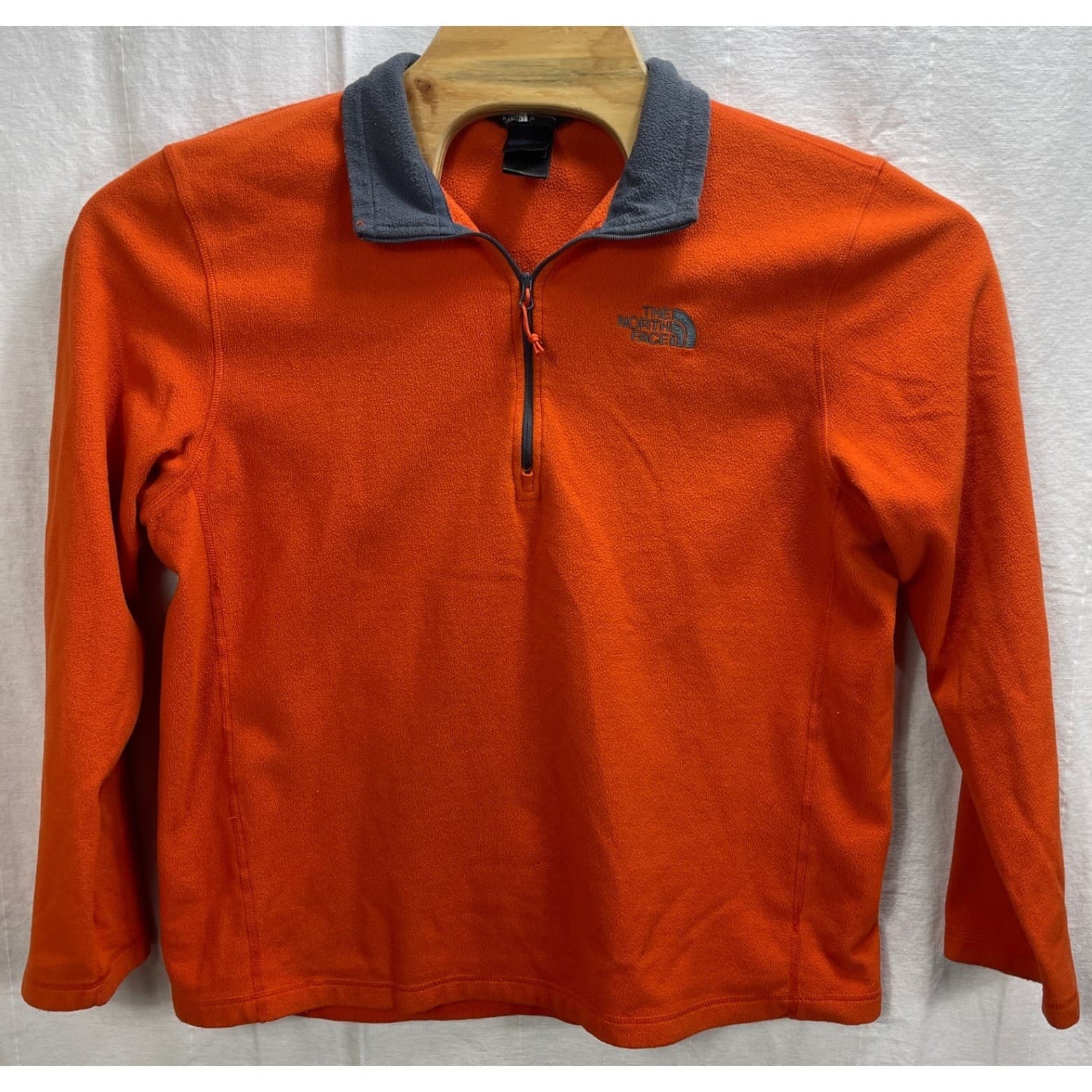 The North Face Mens Fleece Pullover 1/4 Zip Orange Gray L/G Large Jacket (Flaw) 2