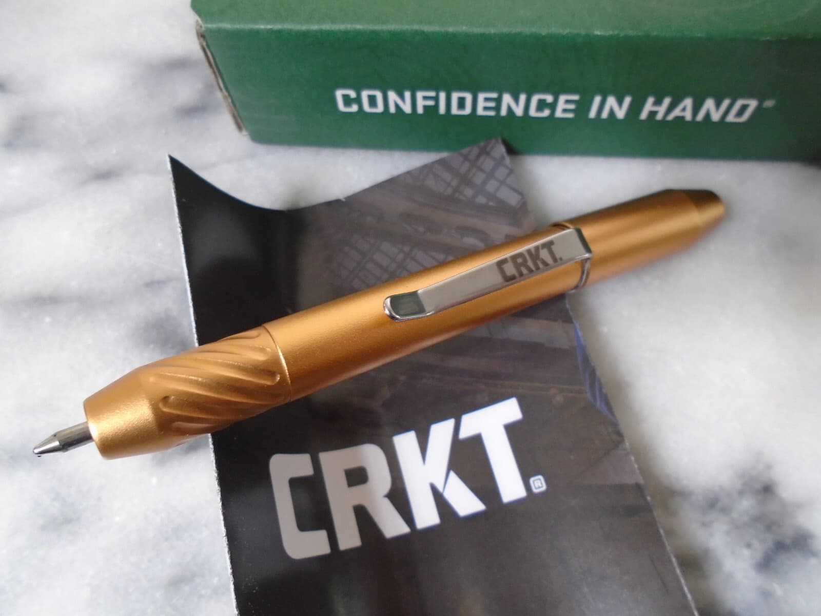 CRKT Techliner Shorty Pen Copper Aluminum TPENBOND2CU Magnectic Cap Pressure Ink