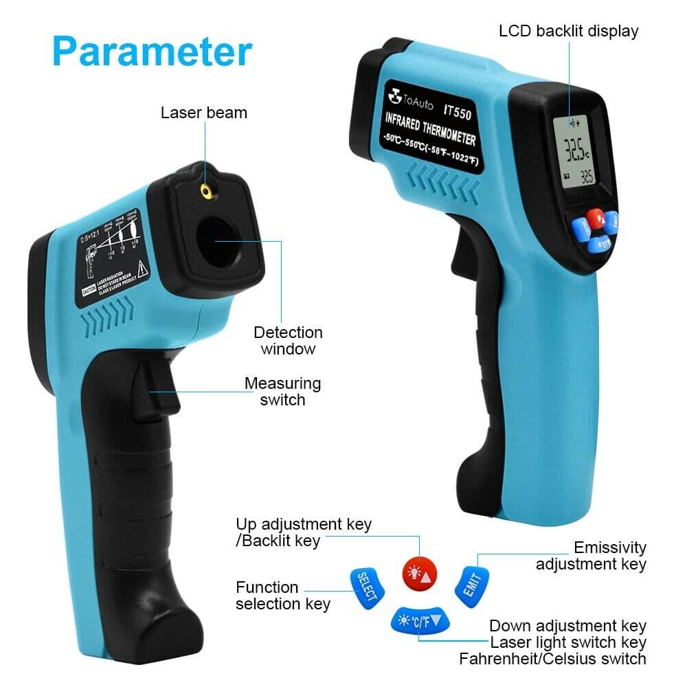 Industry Temperature Gun Digital No-contact Laser Infrared Thermometer IR Meter 4