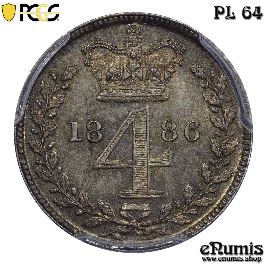 Great Britain, Victoria, Maundy 4 Pence 1886, nicely toned, PCGS PL 64 4