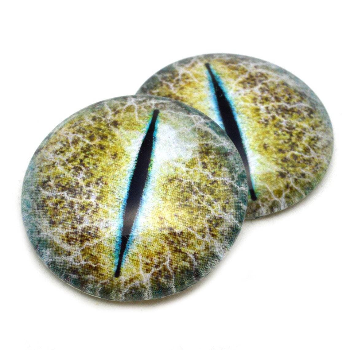 Yellow and Blue Crackling Dragon Fantasy Taxidermy Glass Eye Cabochons