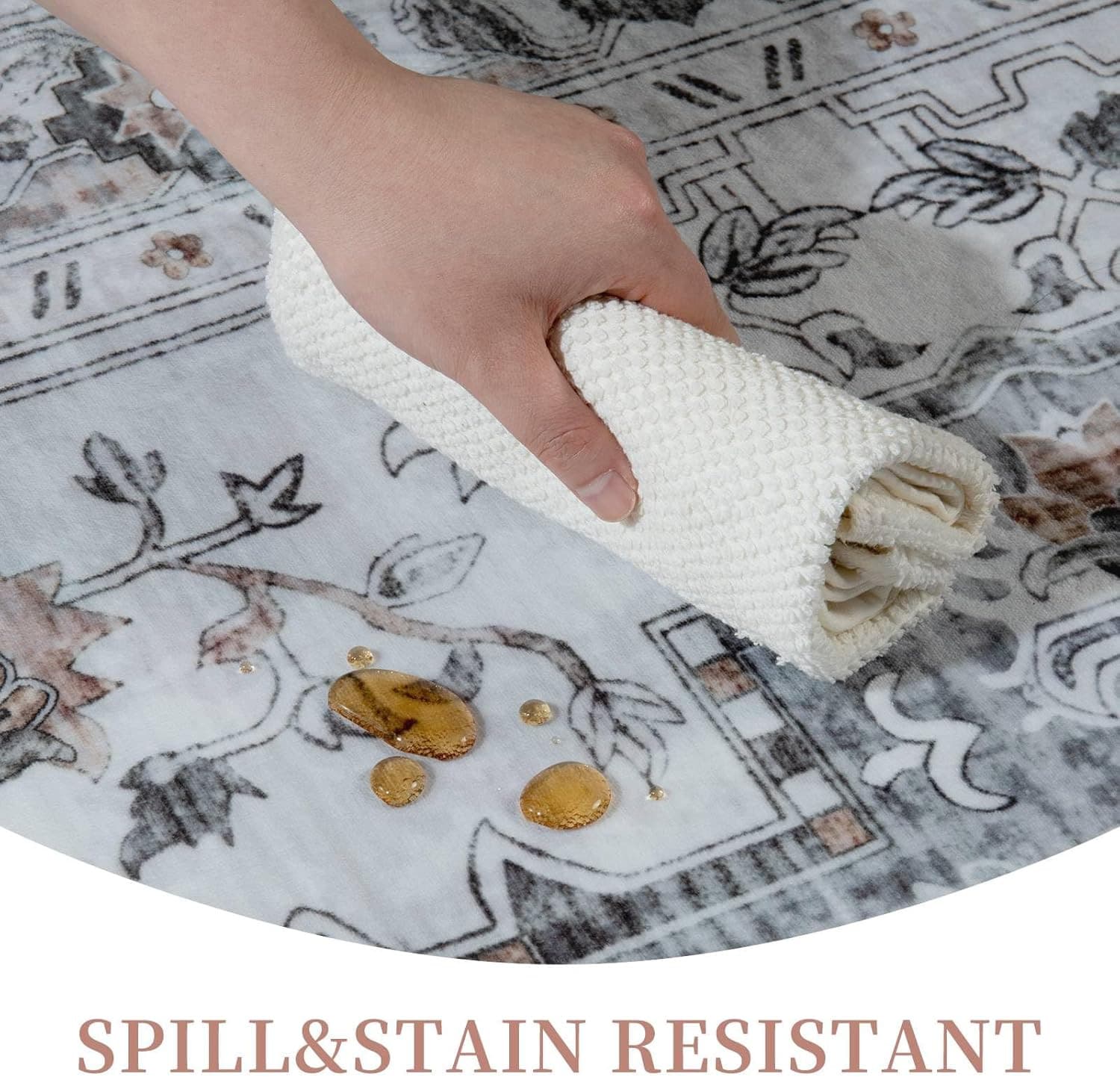 Runner Rug 2x6 Low Pile Non-Slip Machine Washable Soft Area Carpet Light Brown 6