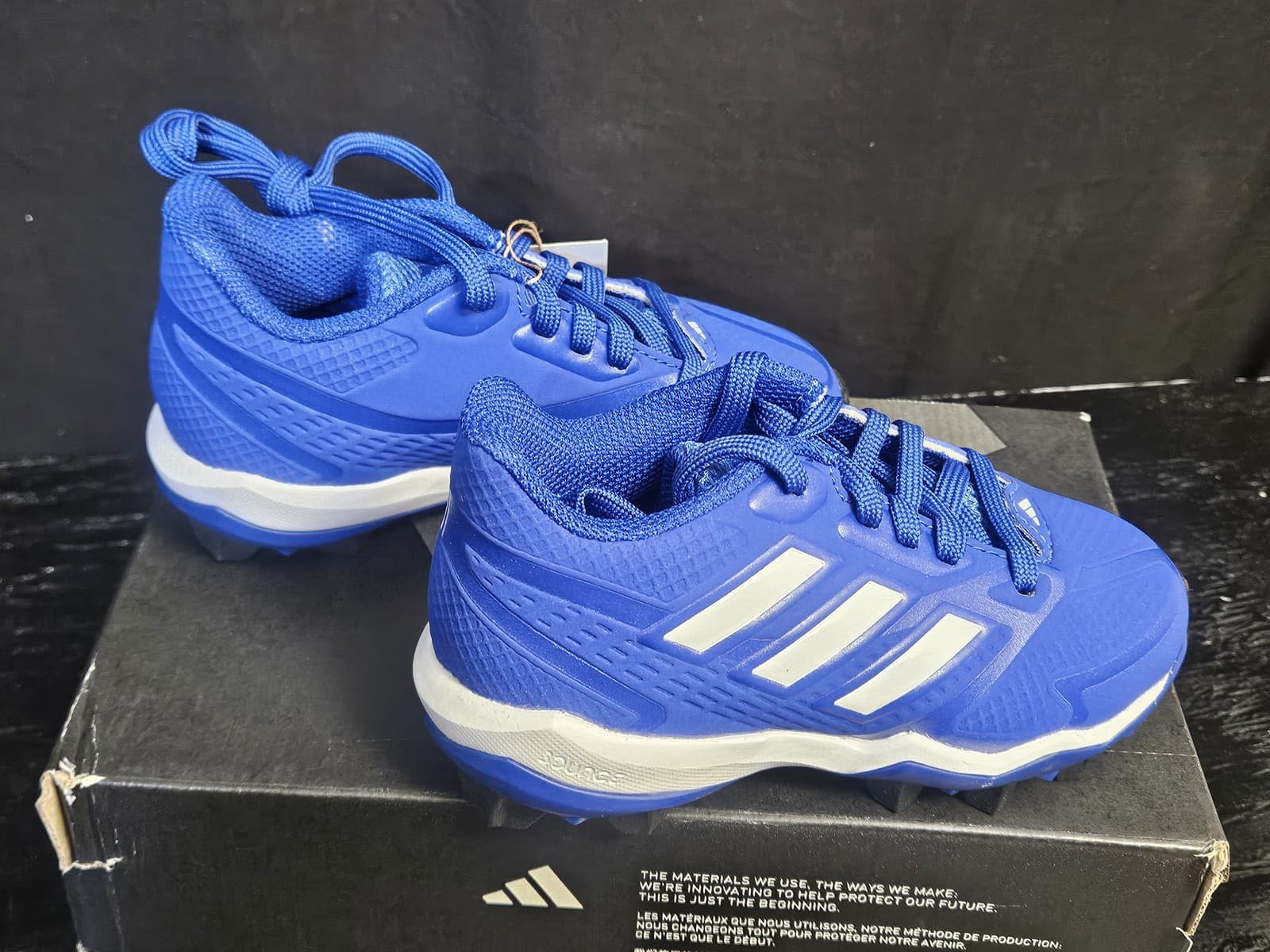 Adidas Icon 8 MD K Baseball Shoes Kids 10K Royal Blue White Cleats IG7203 New 4