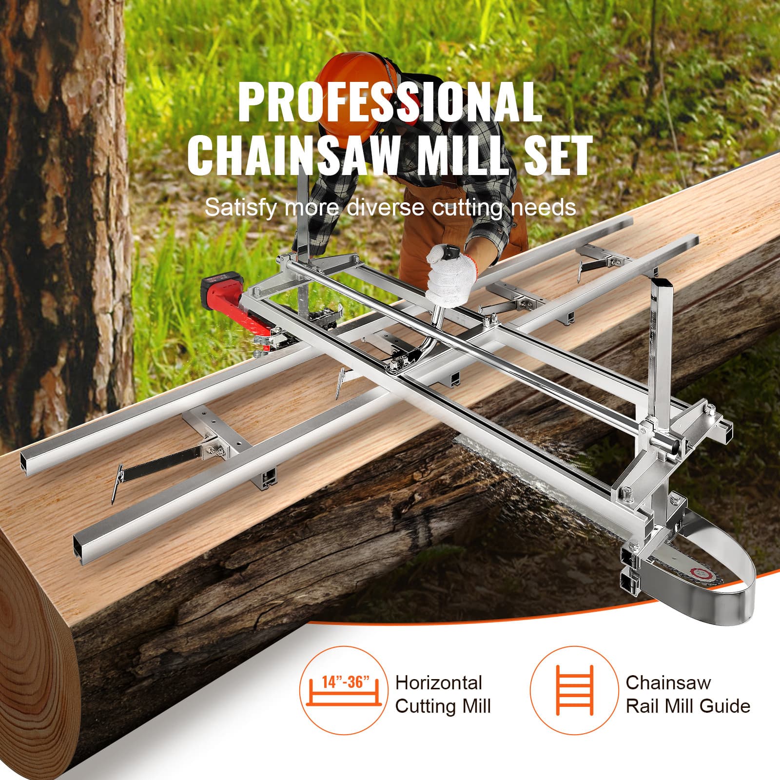 Chainsaw Mill 14"-36" Guide Bar and 9 ft Aluminum Rail Mill Guide System 2