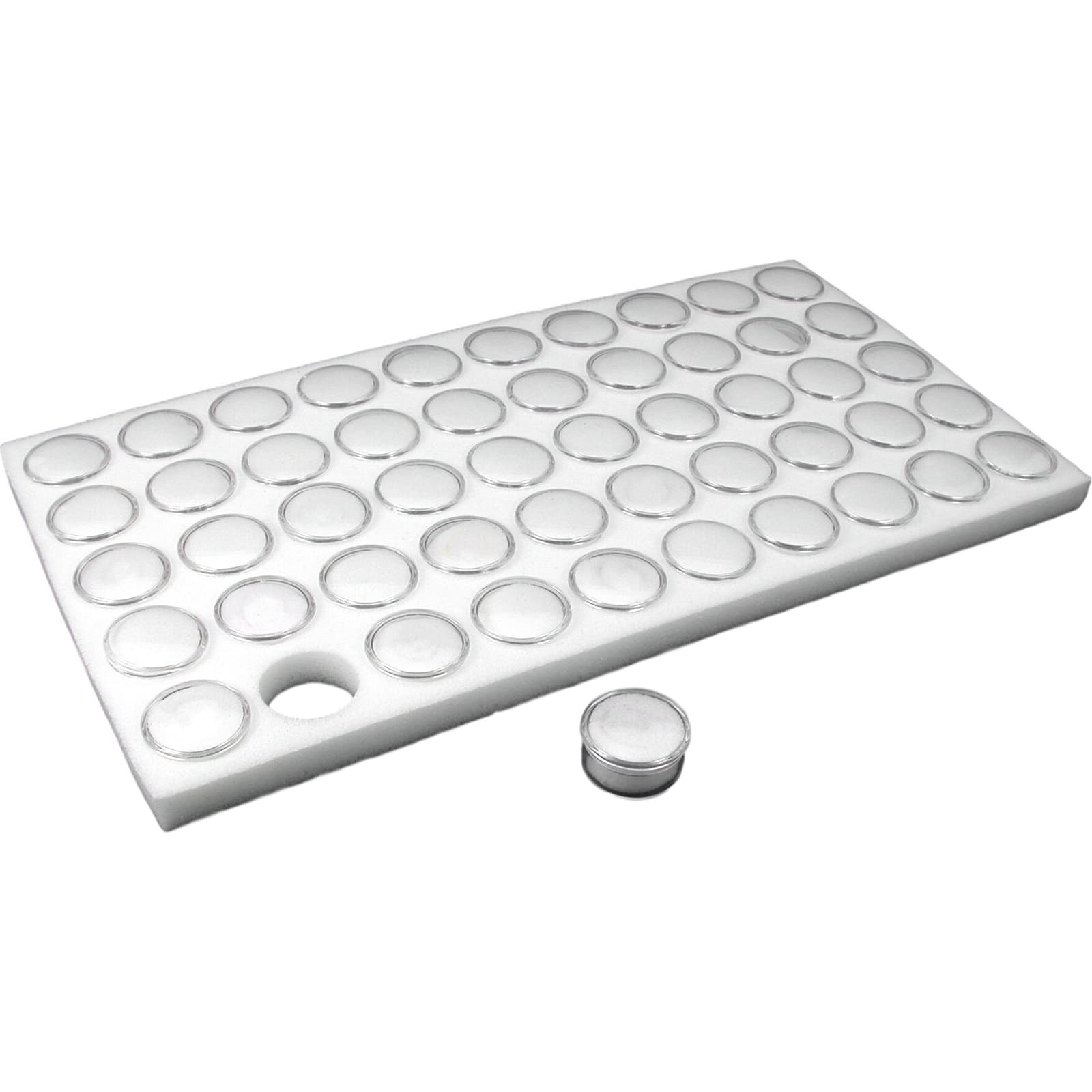 50 White Foam Gem Jars & Stackable Display Tray 4