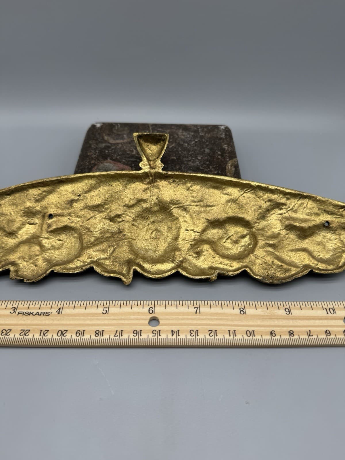 Large Antique Bronze Furniture Attachment with flowers 6