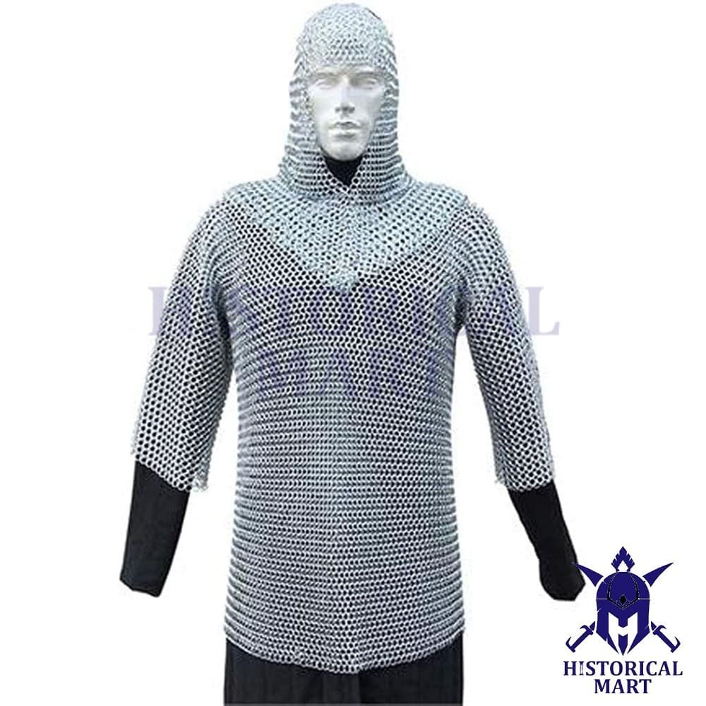 Viking Chainmail Hauberk 10mm Aluminum Rings Half Sleeve Medieval Armor Shirt 5