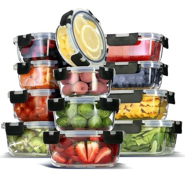 24pc Glass  Airtight Glass Meal Prep Containers Food Storage Containers with Lid 2