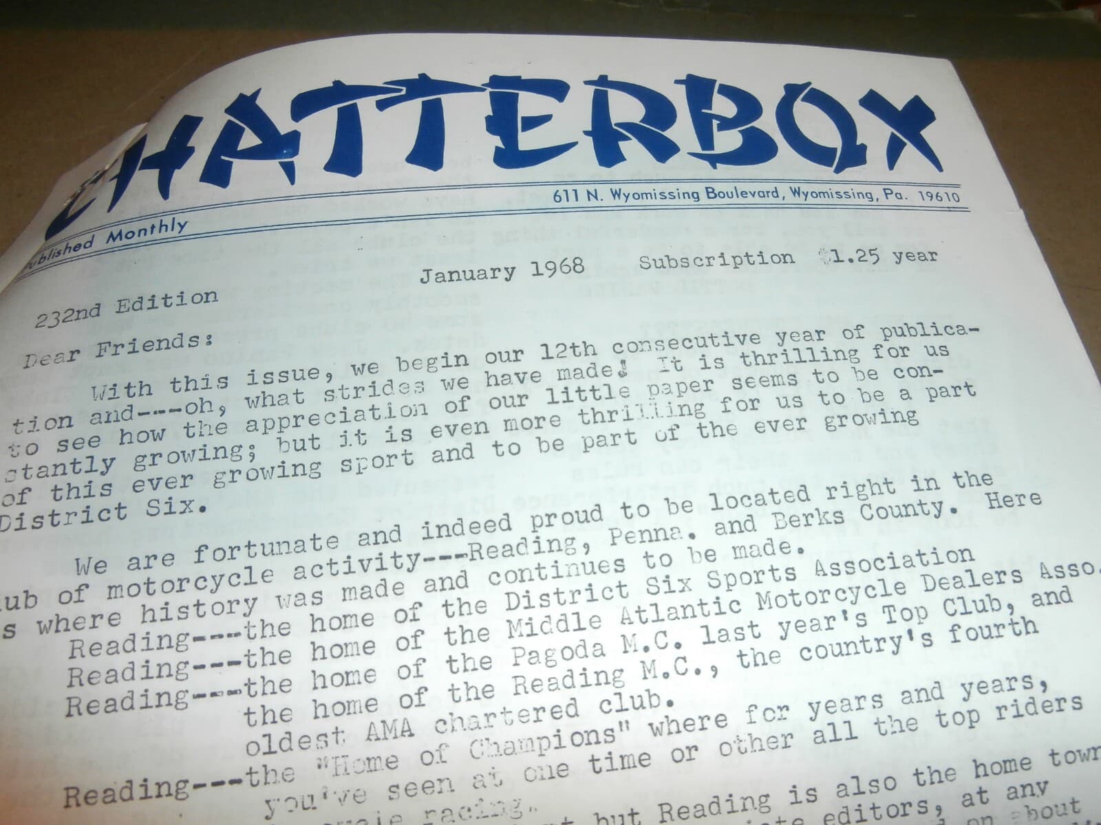 1960's Wyomissing PA Chatter Box Motorcycle Club Racing News Letters Gary Nixon 2