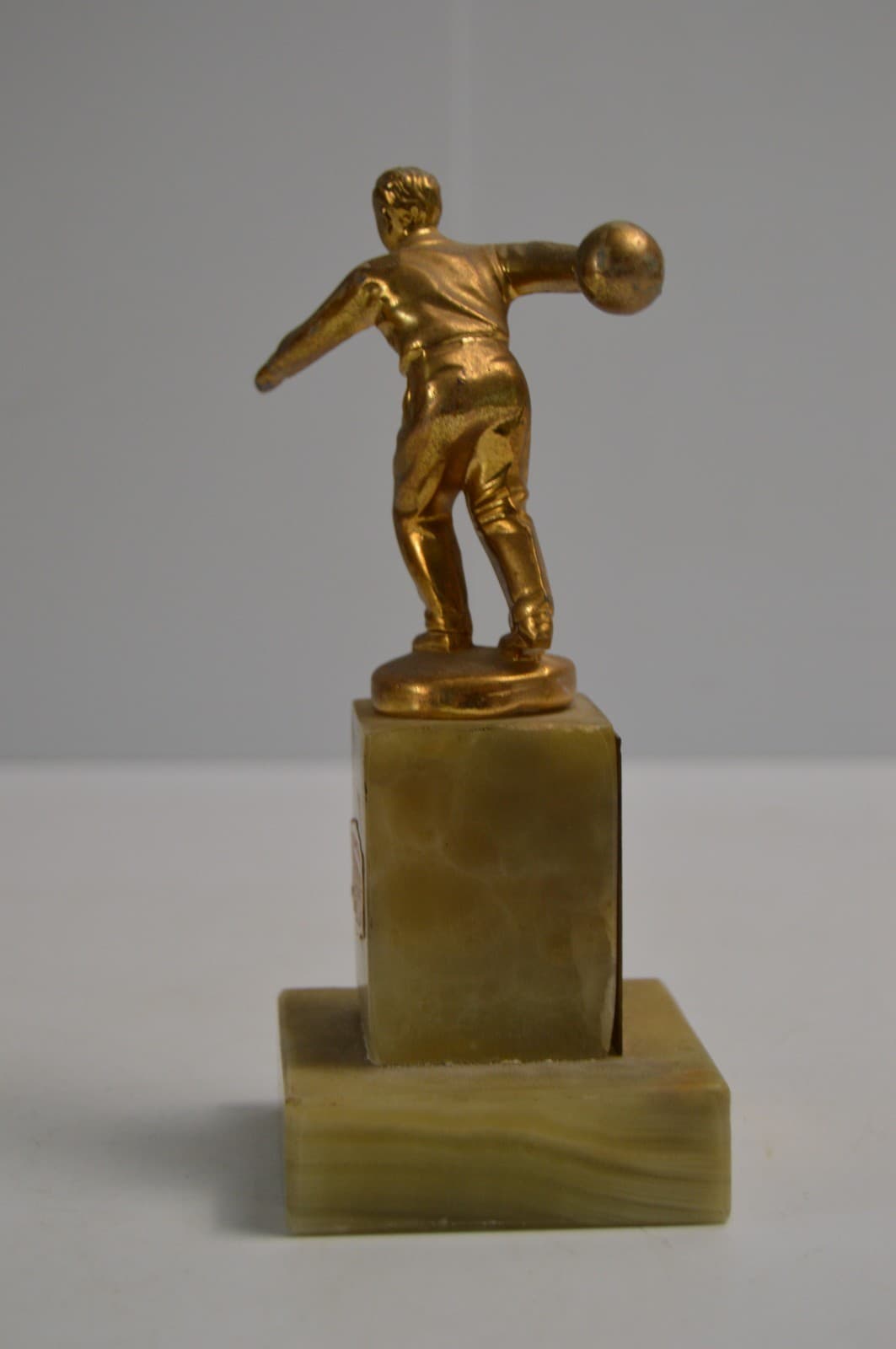 Vintage Bowling Trophy MCM Genuine Onyx Base Brass 1950's Commercial League 4