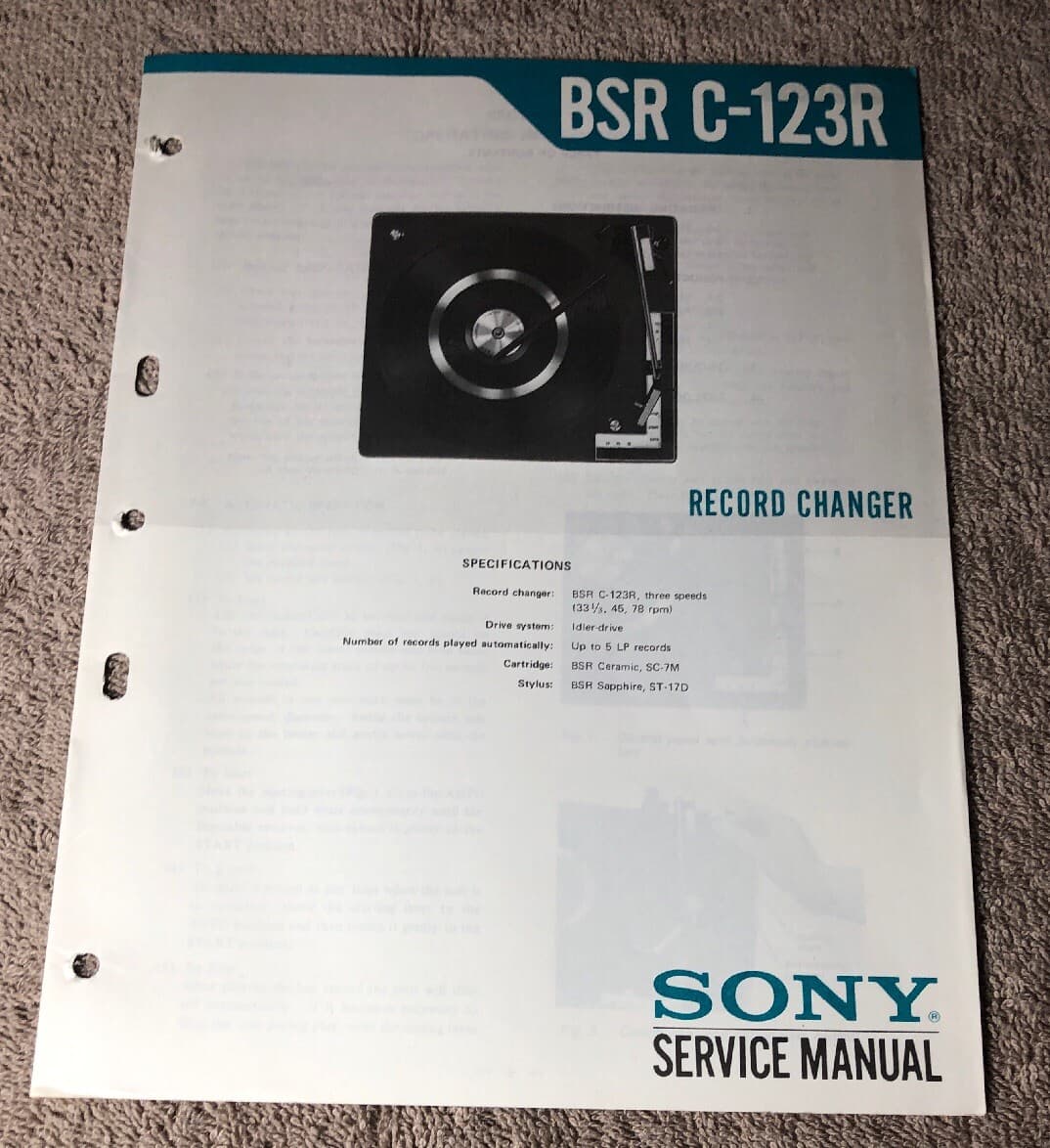 BSR (SONY) C-123R RECORD CHANGER ORIGINAL SERVICE MANUAL SCHEMATIC M714x