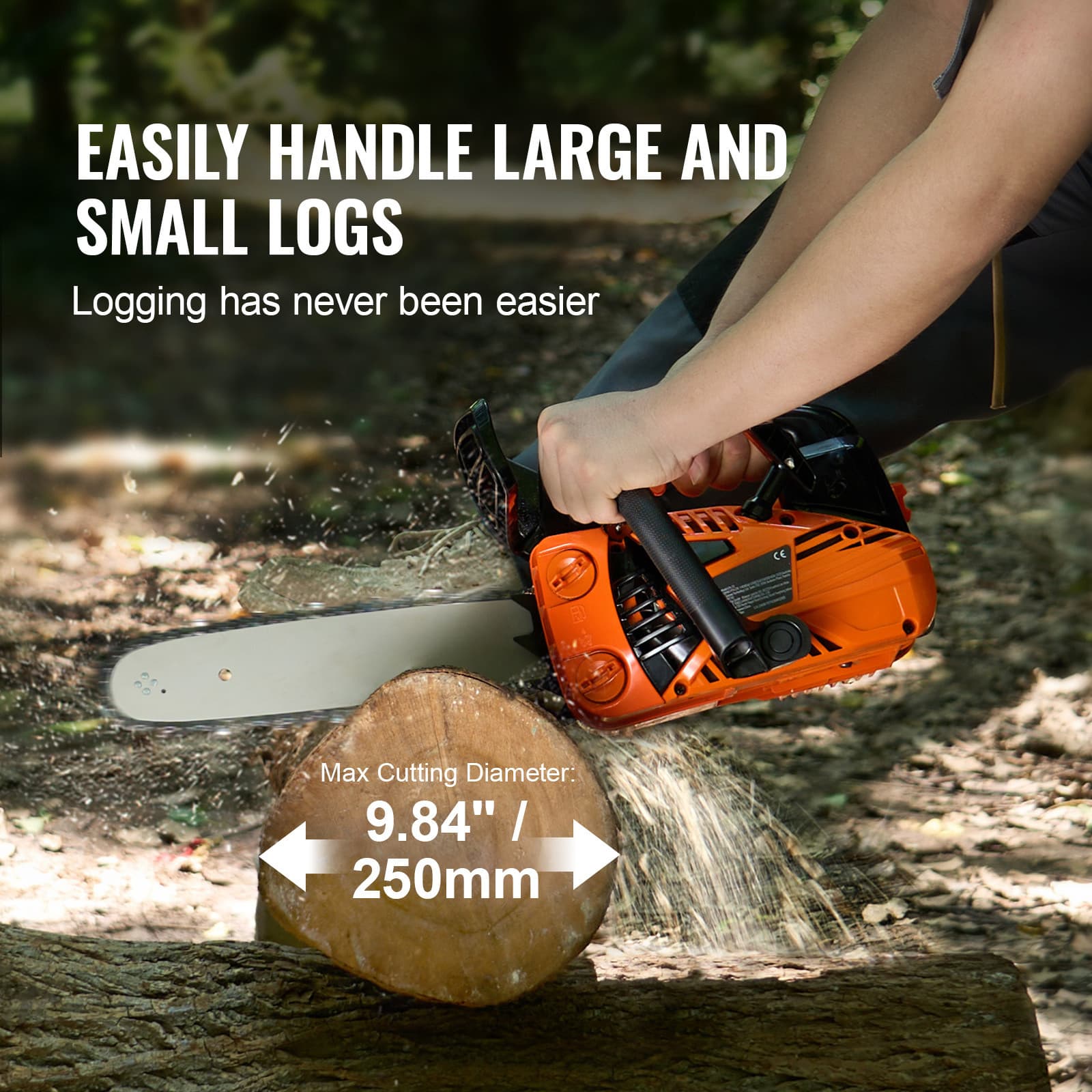 25.4CC 12" Gasoline Chainsaw Powered Wood Cutting Engine Gas Chain Saw 4