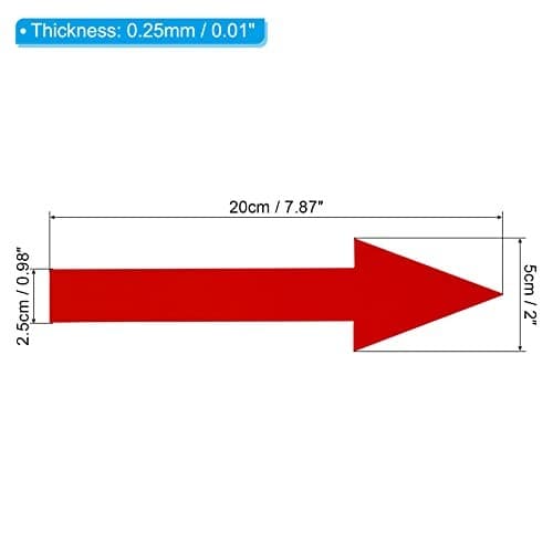  8"x2" Arrow Sticker, 10 Pack PVC Removable Self Adhesive Waterproof Floor Red 2