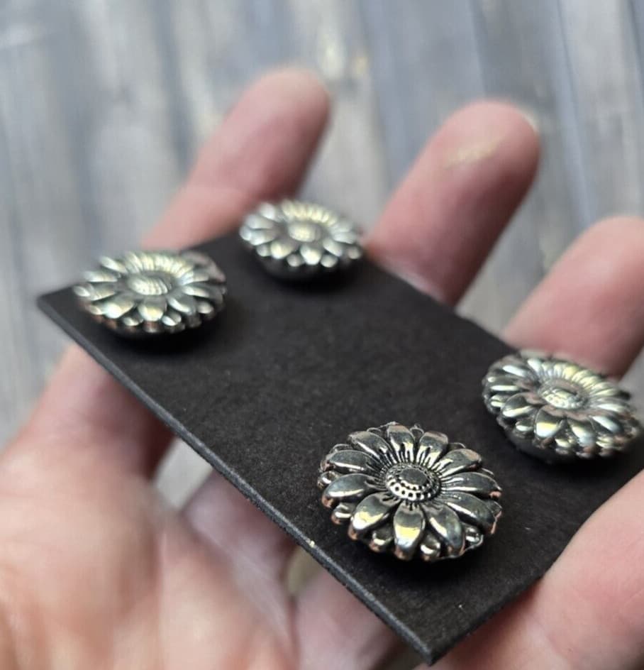 4 piece Silver Sunflower Magnetic Pins . Hunt Seat, Western.  Hat magnetic Pins. 4