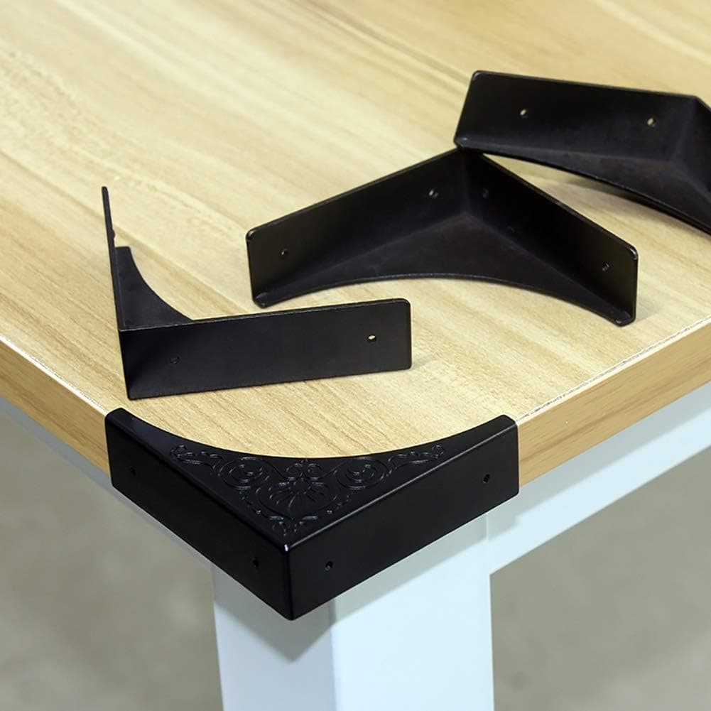 Metal Corner Protector, 4 Pcs Antique Edge Safety Guard Cabinet Black  2