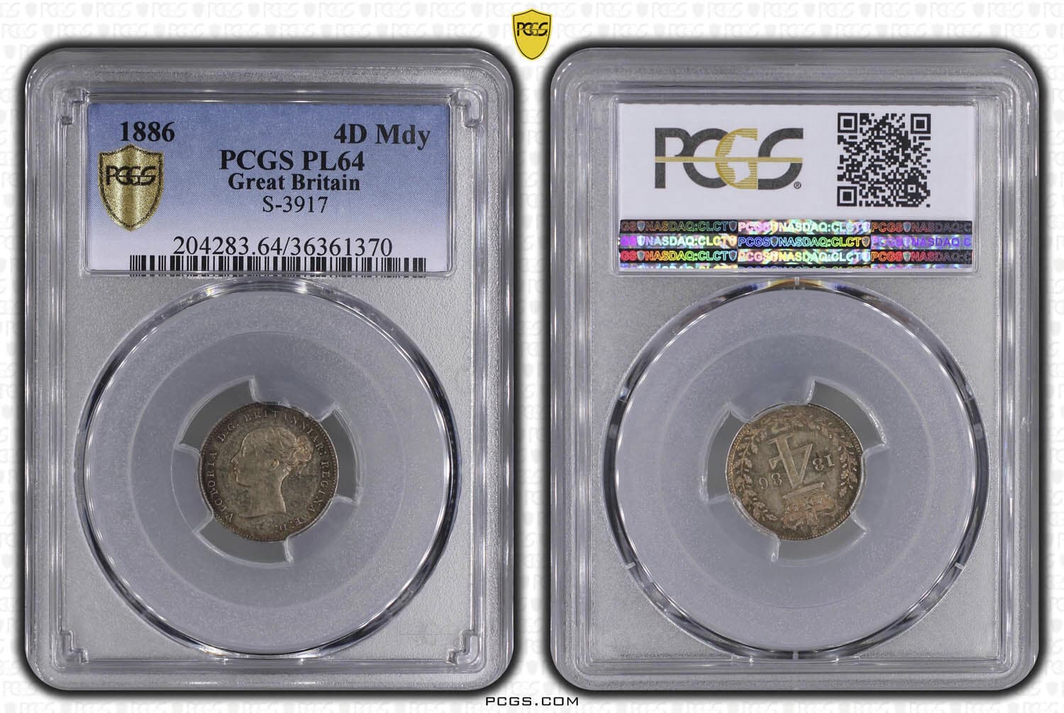 Great Britain, Victoria, Maundy 4 Pence 1886, nicely toned, PCGS PL 64 6
