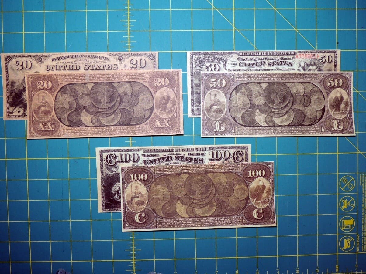 Early San Fran CA Gold Bank Note Set Reproduction US Currency Paper Money Copy 6