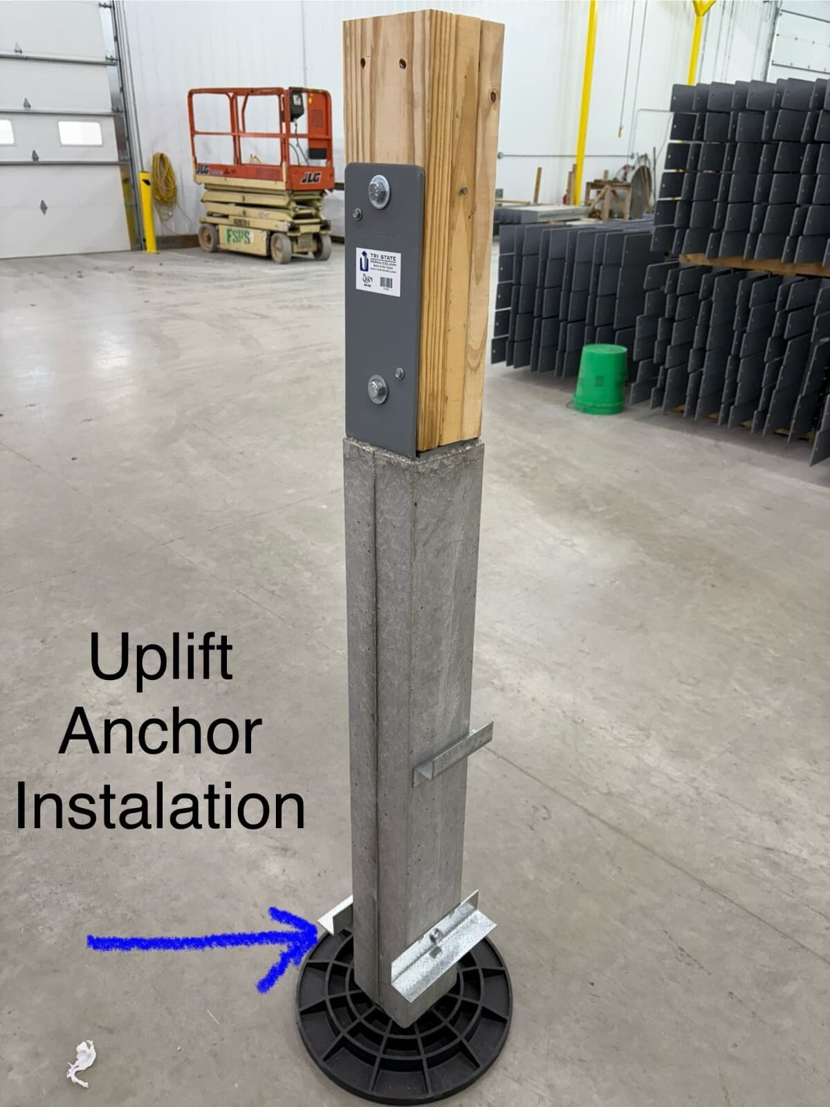 Perma-Column, concrete post with hardware and uplift anchor 6