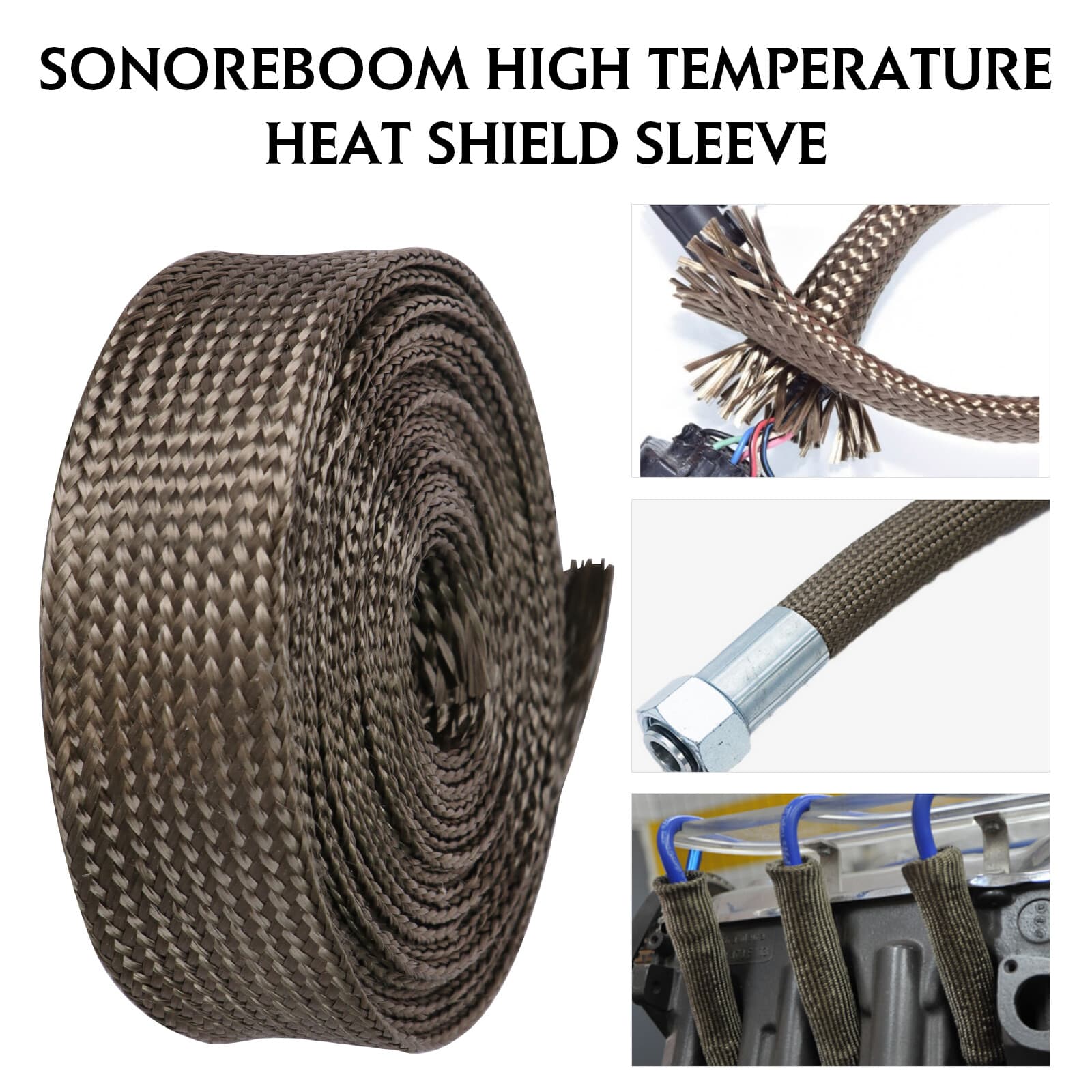 3/5" ID Titanium Heat Wrap Wire Shield Sleeve Adjustable Fuel Line Heat Shield