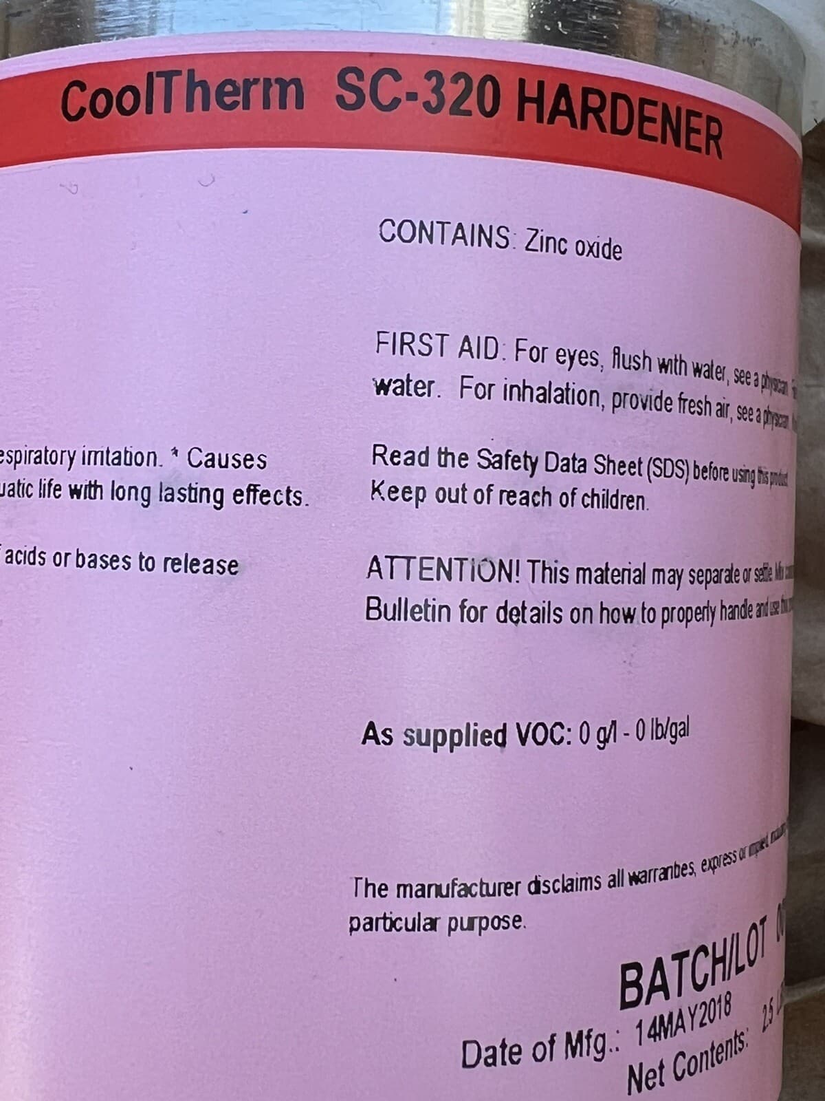 LORD ENCAPSULANT PART B CoolTherm SC-320 HARDENER  2