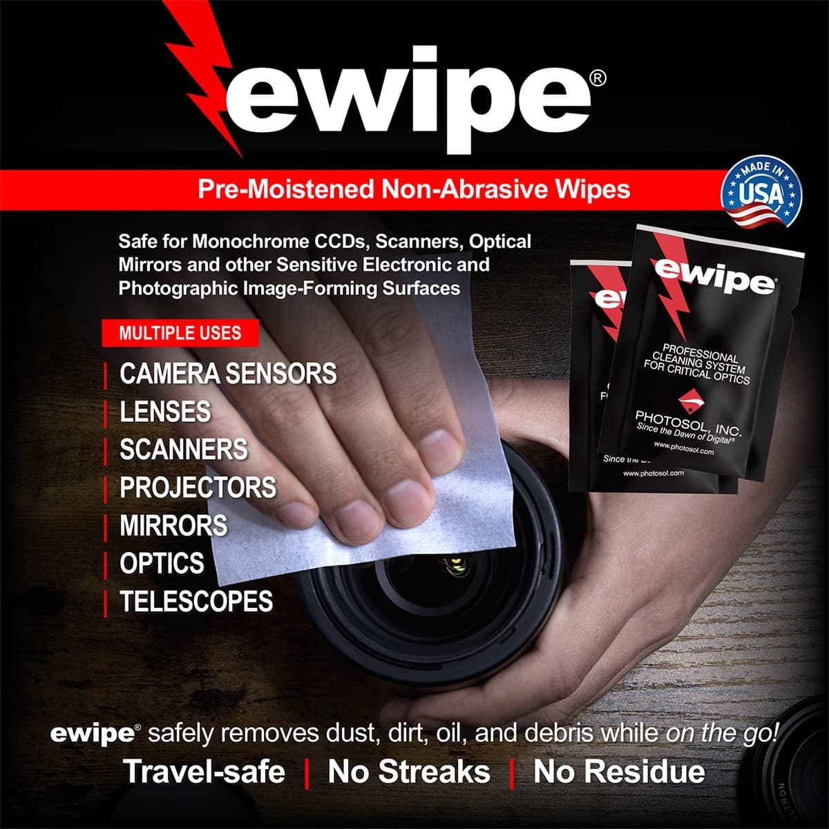 Photographic Solutions E-Wipe Cleaning Pad for Optics 24per/box 4
