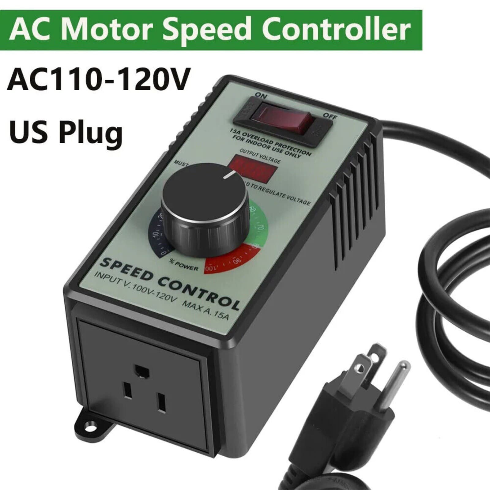 4000W AC Motor Speed Controller 110-120V 15A Voltage Regulator Variable Switch 3