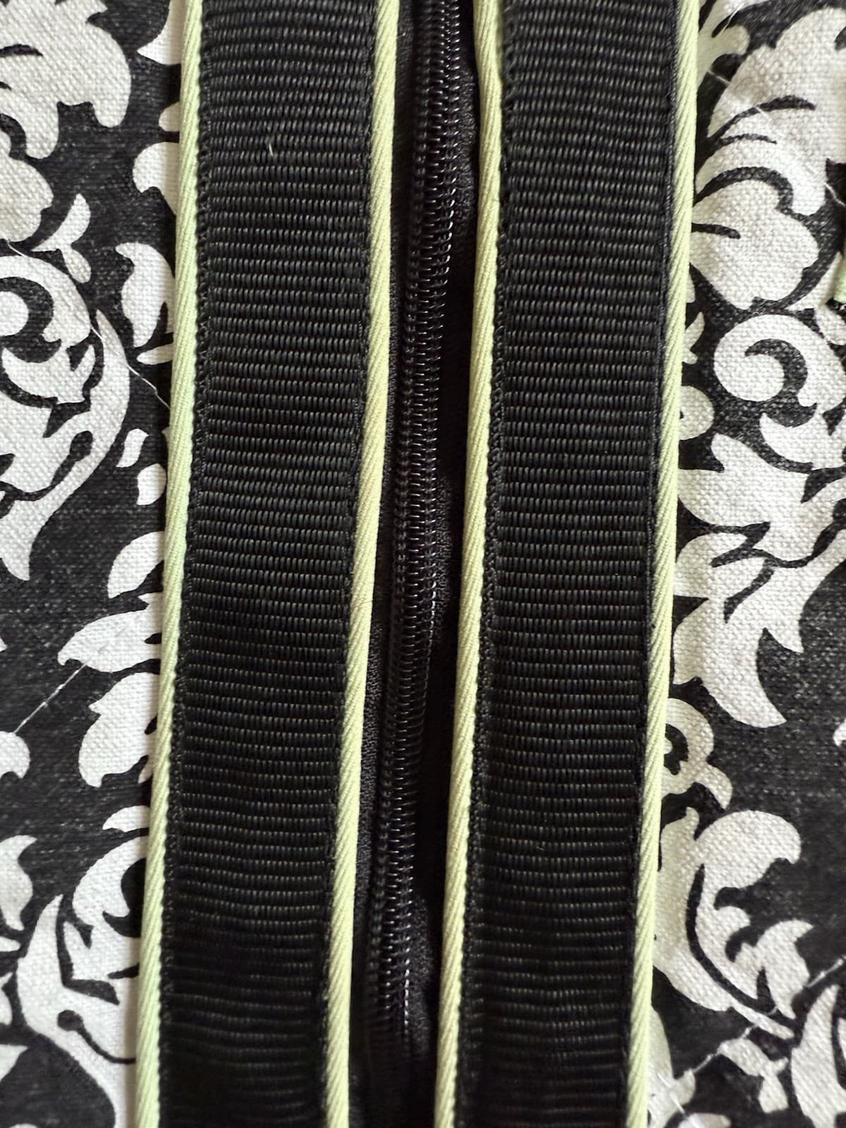 Equine Couture Quilted Padded Boot Bag In BLK/WHTE Damask/ Charcoal Plaid Lining 2