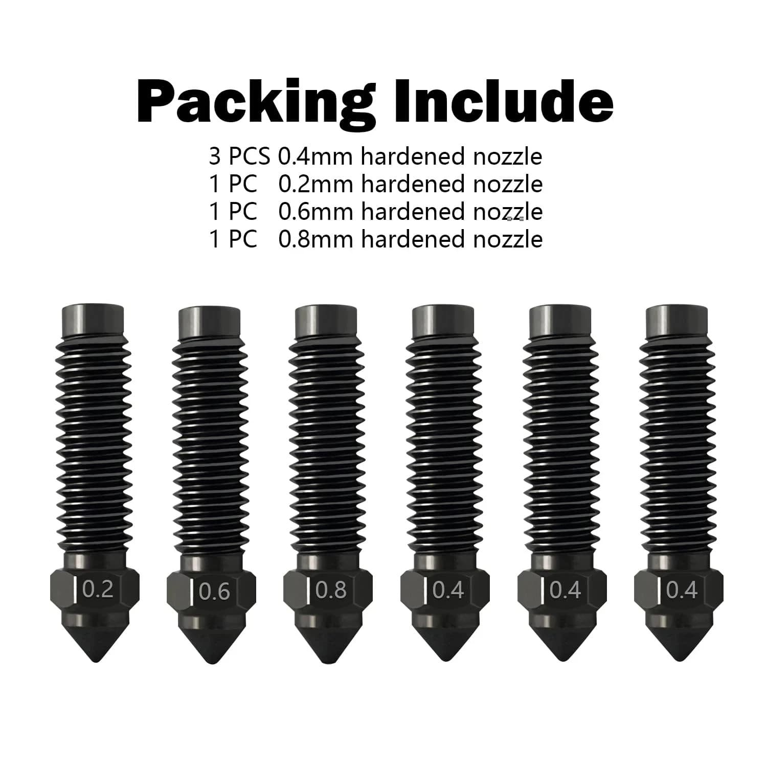 6PCS 0.2MM 0.4MM 0.6MM 0.8MM Hardened Nozzles for Centauri Carbon Stainless Stee 2
