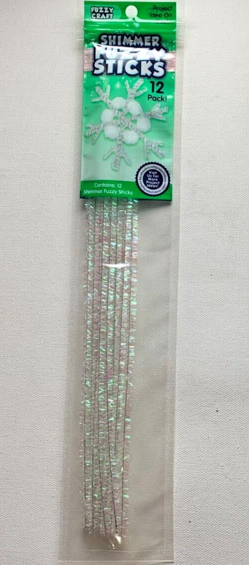 Snowflake Shimmer Pipe Cleaners Fuzzy Sticks 12 Pack Arts Crafts Scrapbook Kids