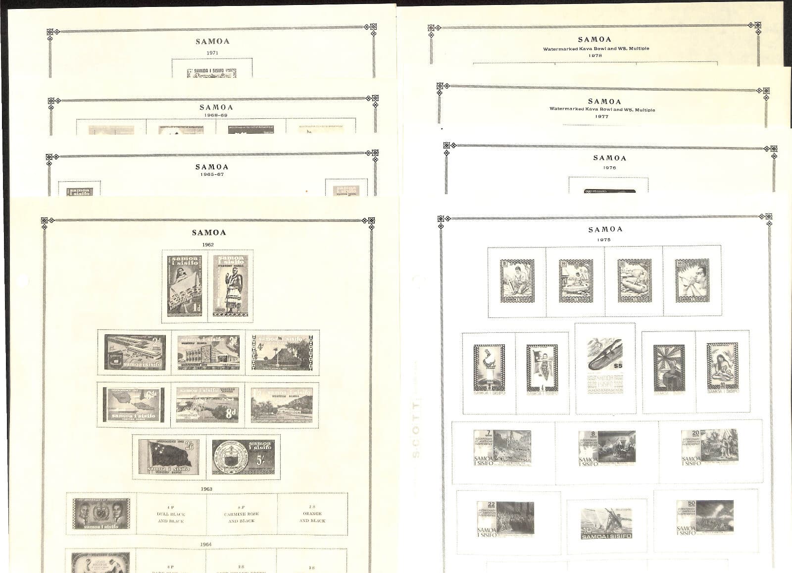 Samoa Stamp Collection on 50 Scott International Pages 1887-1984 +Extra Pages 2