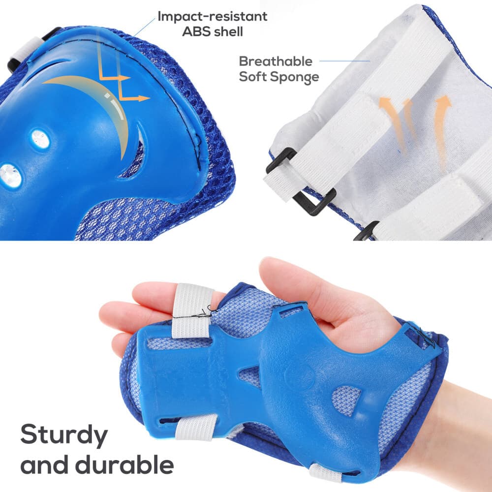 7X Adjustable Safety Kids Helmet Knee Elbow Wrist Pads Set for Scooter Cycling 6